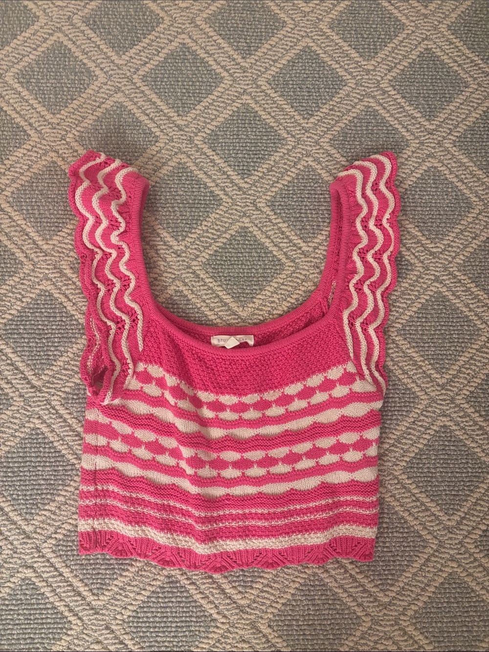 Pink Striped Knit Crop Top - Blue Pepper